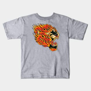 Fiery Tiger Face Kids T-Shirt